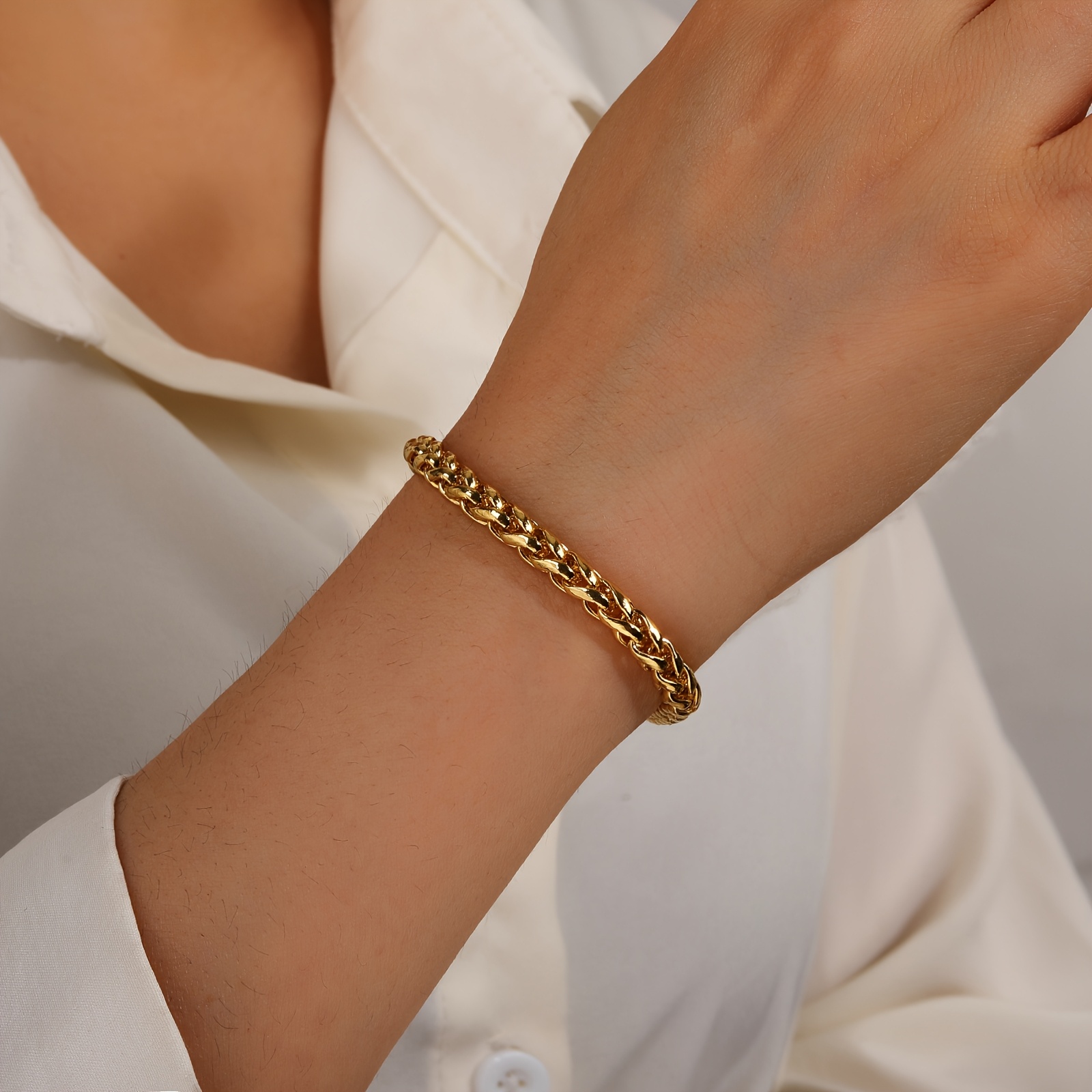 Copper Plated Flower Basket Chain Hip-Hop Bracelet, Fashionable